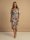 Floral Faux-Wrap Midi Dress — Velvux