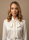 Ivory Silk Tie-Neck Blouse — Velvux
