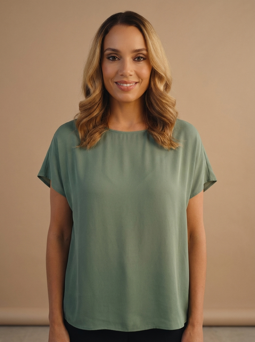 Sage Green Flowy Blouse — Velvux