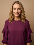 Plum Ruffle-Sleeve Blouse — Velvux