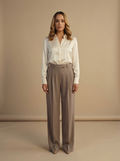 Taupe Pleated Wide Trousers — Velvux